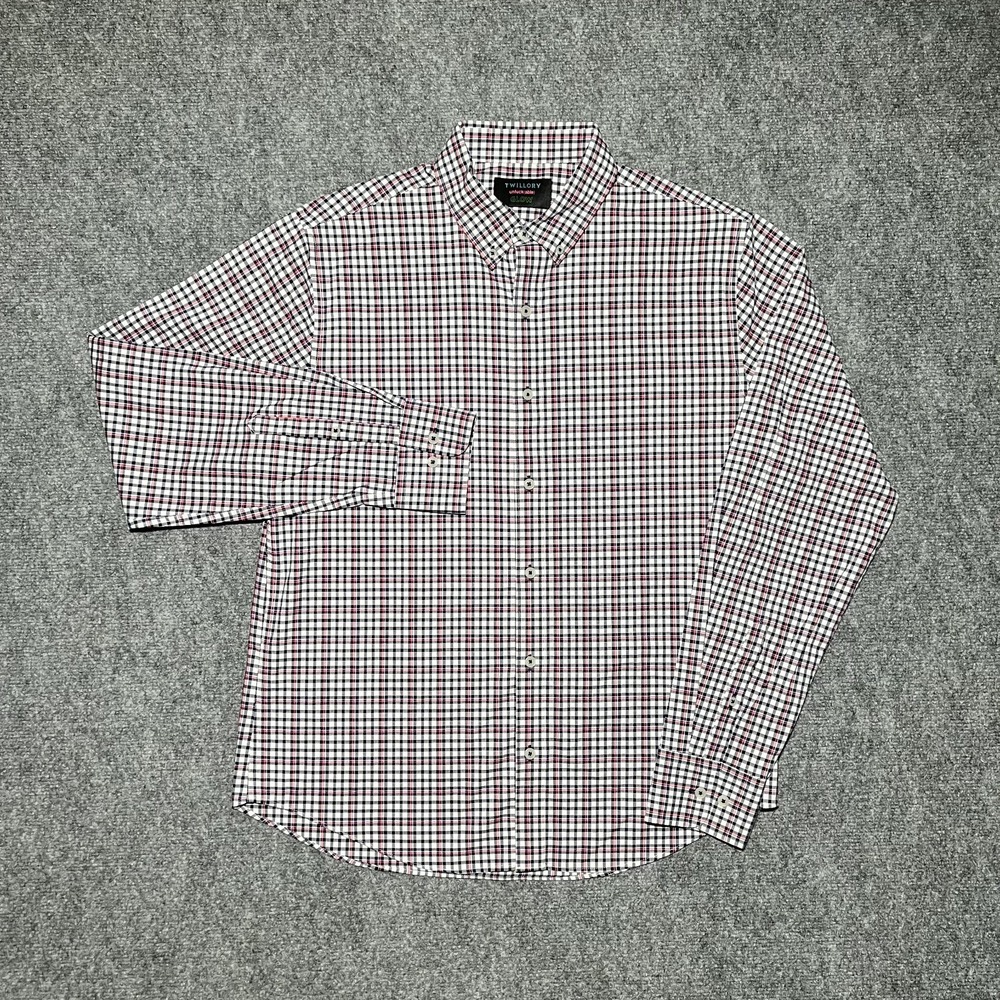 Twillory Men's Untuck(able) Glow Tailored Fit M-L Button Shirt Plaid Check L/S